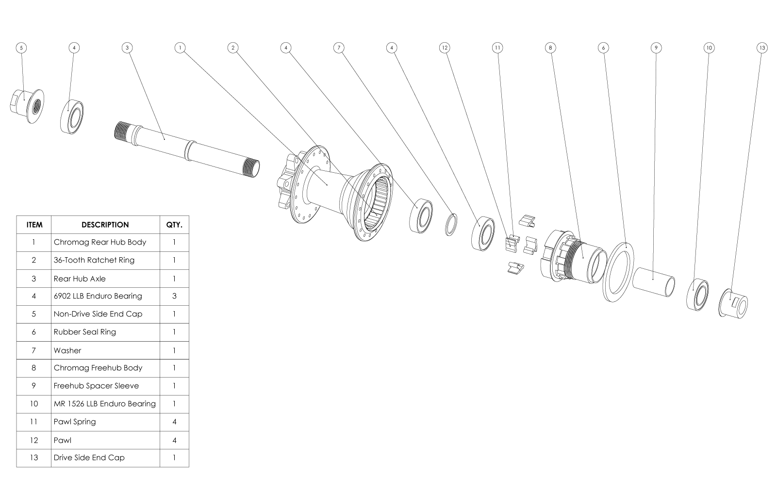 R4 Rear Hub Mountain Bike Chromag Bike Parts